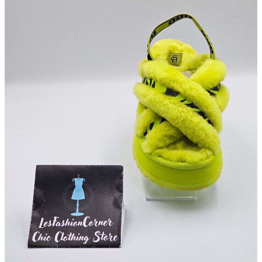 UGG Women's Animalia Green Disco Cross Slide Platform Sandals Size 7 2695 - Picture 13 of 16